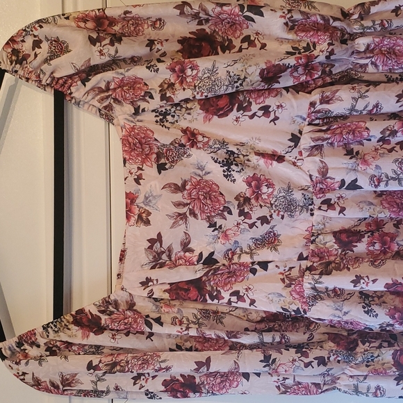 NWT Floral-Print Square Neck Long Ballon Sleeves Mini Dress sz Small - Picture 4 of 7